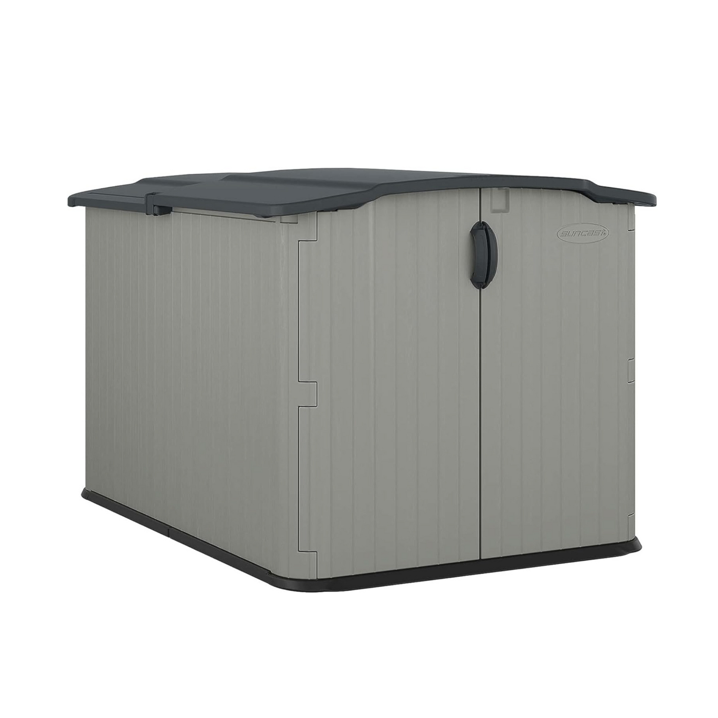 Glidetop Horizontal Resin Storage Shed – Lockable Sliding Lid & Doors, All-Weather Outdoor Yard Shed, 57.5 x 79.75 x 52 In, Made in USA