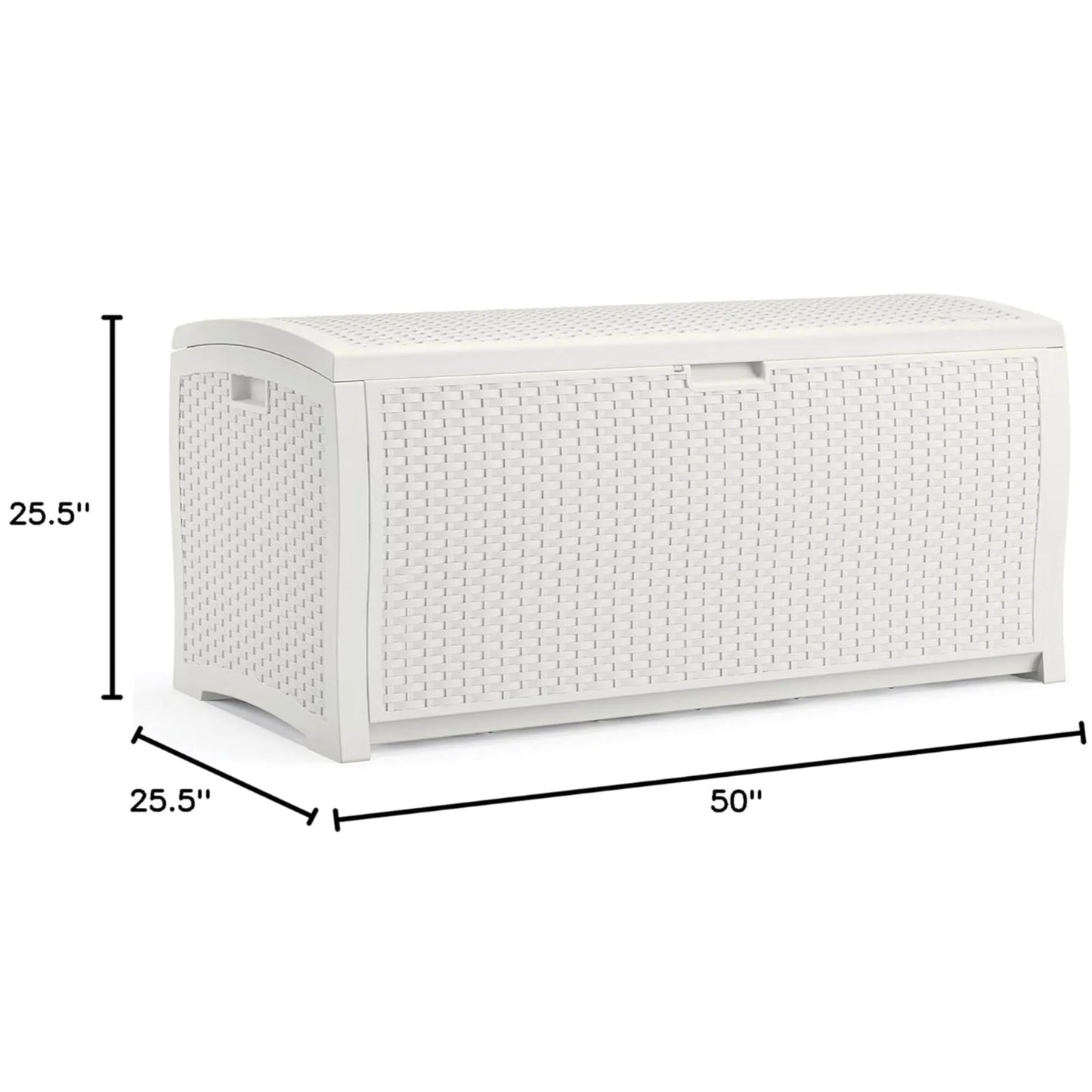 99 Gallon Wicker Outdoor Deck Storage Box, Hinged Lid, Water-Resistant, White,  Made in USA