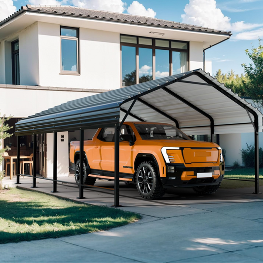 12x20 Ft Heavy-Duty Metal Carport with Steel Roof – Oversized Galvanized Outdoor Shelter for Cars, Boats & Tractors